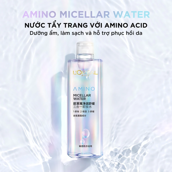 Nước Tẩy Trang Dành Cho Da Nhạy Cảm & Đang Phục Hồi L’Oréal Paris Amino Micellar Water 400ml