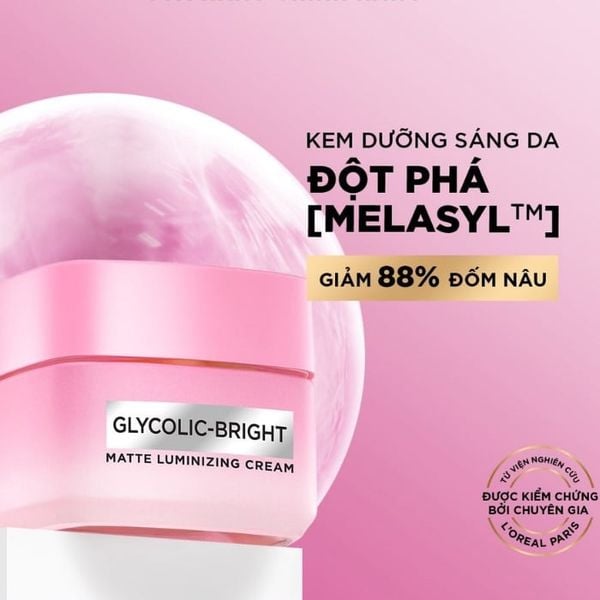 Kem Dưỡng L'Oreal Sáng Da, Mờ Thâm Mụn & Nám 30ml Glycolic-Bright Matte Luminizing Cream