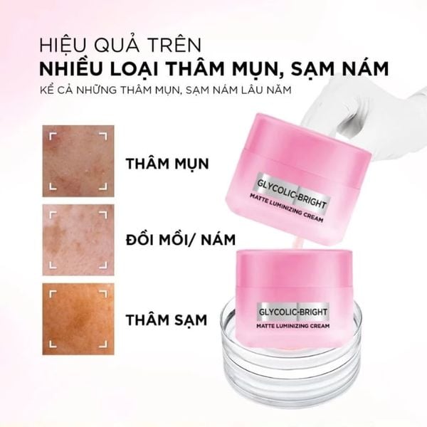 Kem Dưỡng L'Oreal Sáng Da, Mờ Thâm Mụn & Nám 30ml Glycolic-Bright Matte Luminizing Cream