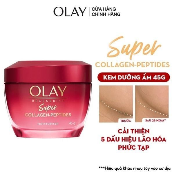 Kem Dưỡng Olay Regenerist Super Collagen Peptides Dưỡng Ẩm, Chống Lão Hóa Làm Săn Chắc Da 45g