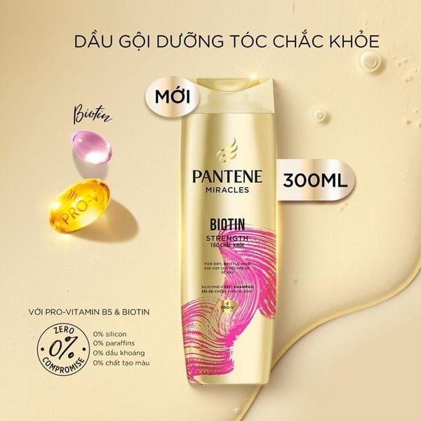 Dầu Gội Pantene Miracles Biotin Dưỡng Tóc Chắc Khỏe 300ml Miracles Biotin Strength Silicone-Free Shampoo