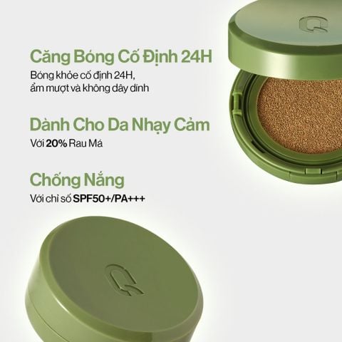 Phấn Nước Căng Bóng Thuần Chay Glamrr Q Vegan Super GLOW Cushion SPF50+ PA++++ 15g (NO.02 NATURAL BEIGE: Da tự nhiên hoặc thích kiểu trang điểm tự nhiên)