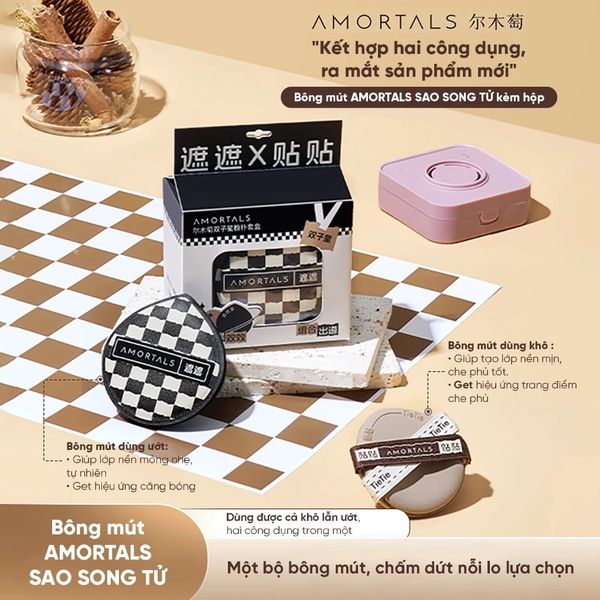 Set Bông Mút Amortals Sao Song Tử (2 Bông Mút Khô và Ướt + 1 Hộp Đựng)