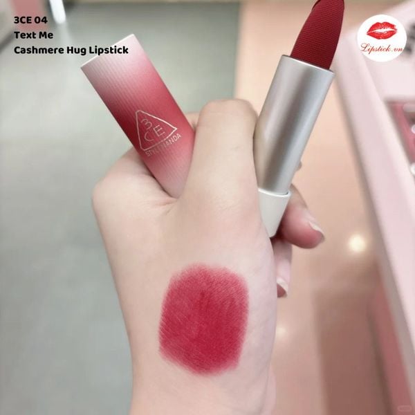 Son 3CE Cashmere Hug Lipstick 3.5g .#04 Text Me Hồng Mận