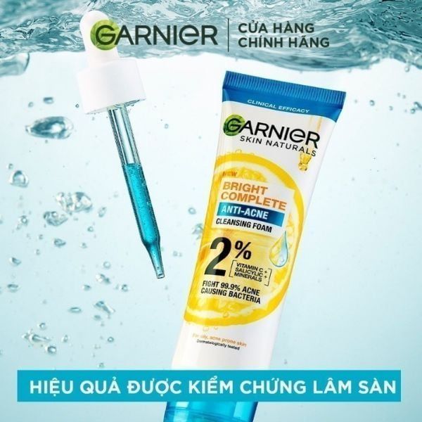 Sữa Rửa Mặt Garnier Giảm Mụn & Sáng Da 60ml Bright Complete Anti-Acne Cleansing Foam
