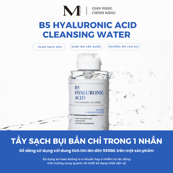 Nước Tẩy Trang Làm Sạch Sâu Cấp Ẩm Và Làm Dịu Da MELOMELI B5 HYALURONIC ACID CLEANSING WATER