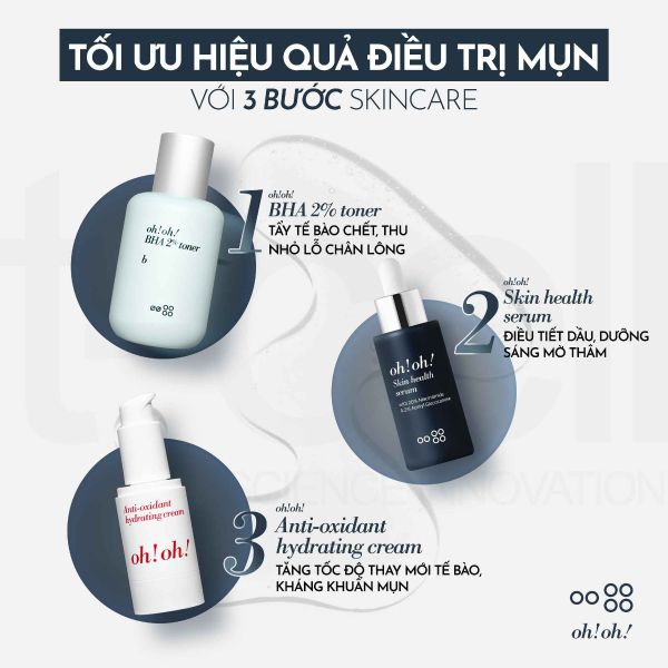 Serum oh!oh! Dưỡng Sáng Da, Giảm Thâm Nám 30ml Skin Health Serum (with 20% Niacinamide & 2% Acetyl Glucosamine)