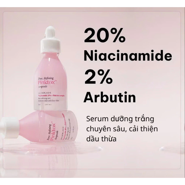 Serum Derladie Niacinamide 20% + Zinc Pca 1% Giảm Mụn, Mờ Thâm Đỏ 30ml