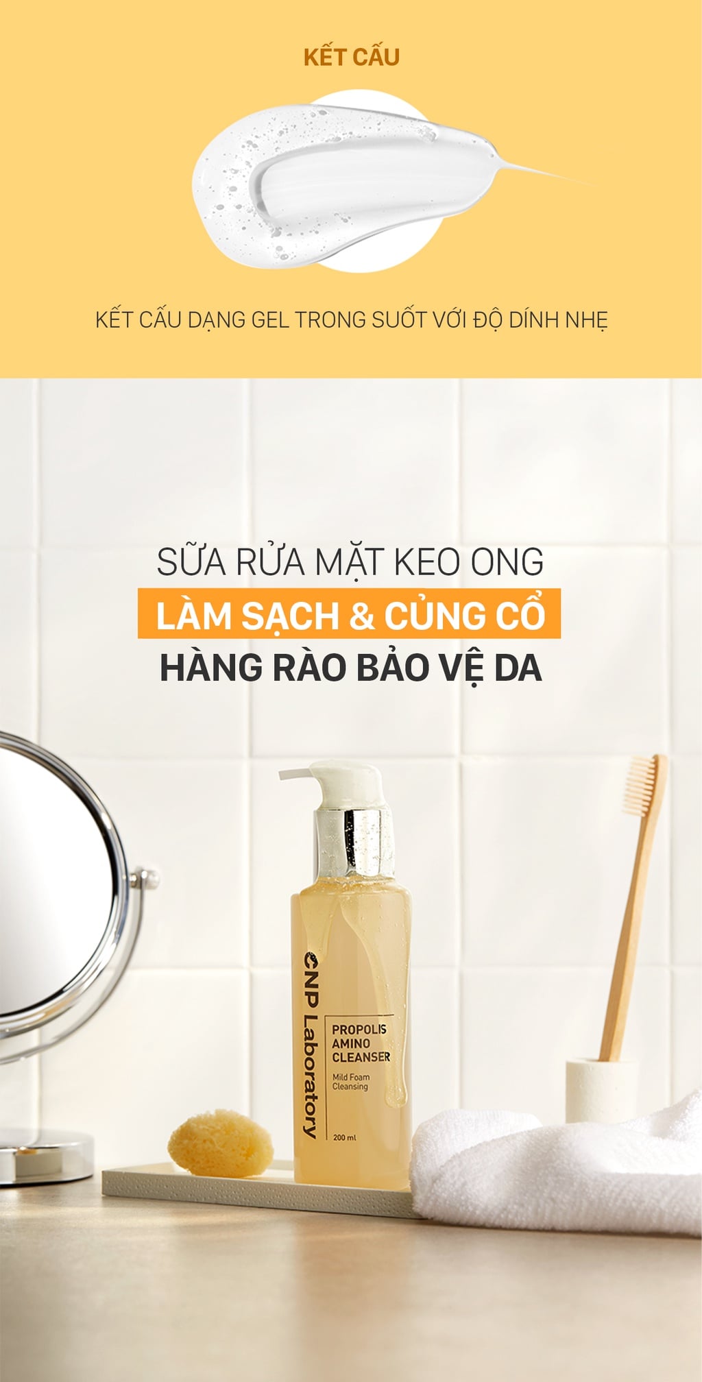 (CÔNG TY) Sữa Rửa Mặt Keo Ong Cấp Ẩm CNP Laboratory Propolis Amino Cleanser 31ml