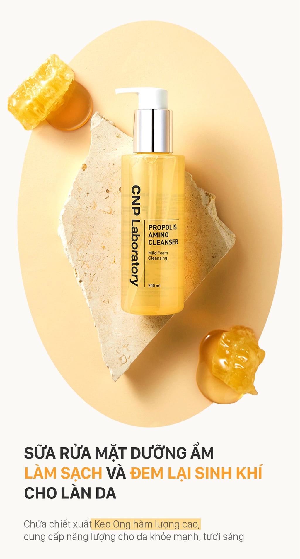 (CÔNG TY) Sữa Rửa Mặt Keo Ong Cấp Ẩm CNP Laboratory Propolis Amino Cleanser 31ml