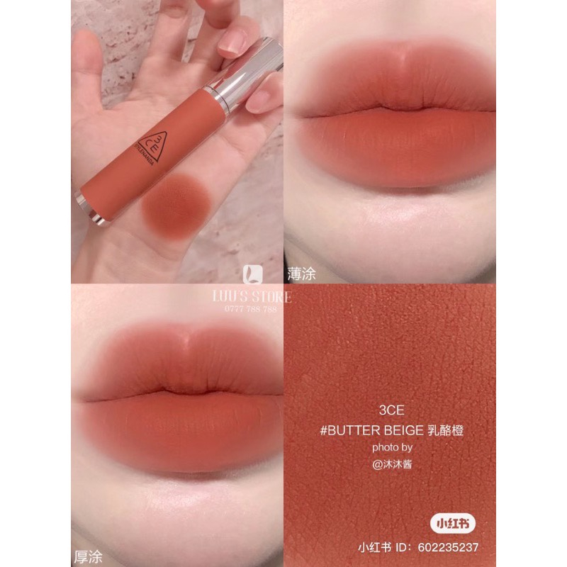 Son Lì 3CE Mịn Môi Butter Beige - Cam Nude 4g