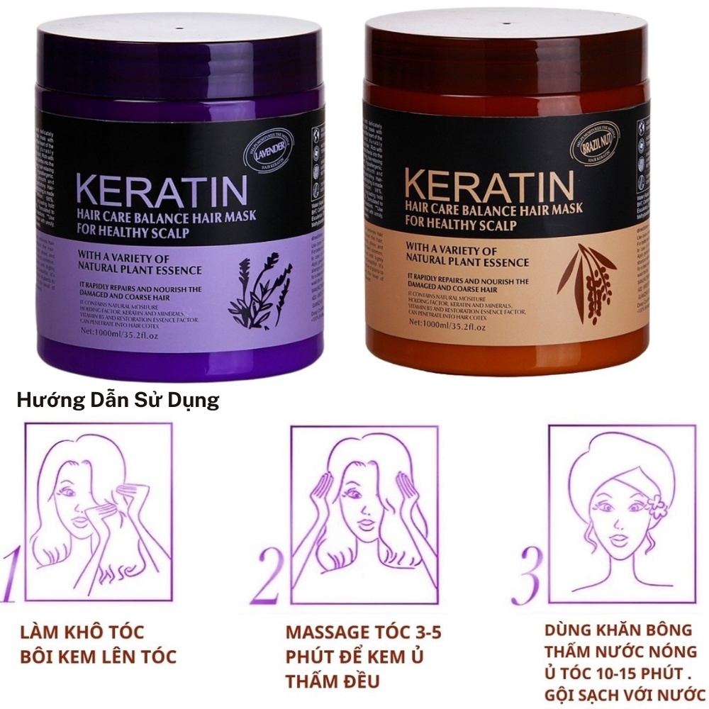 (Hũ 1000ml) Kem ủ tóc, hấp tóc, dầu xả tóc GOPERFECT KERATIN HAIR MASK 1000ML