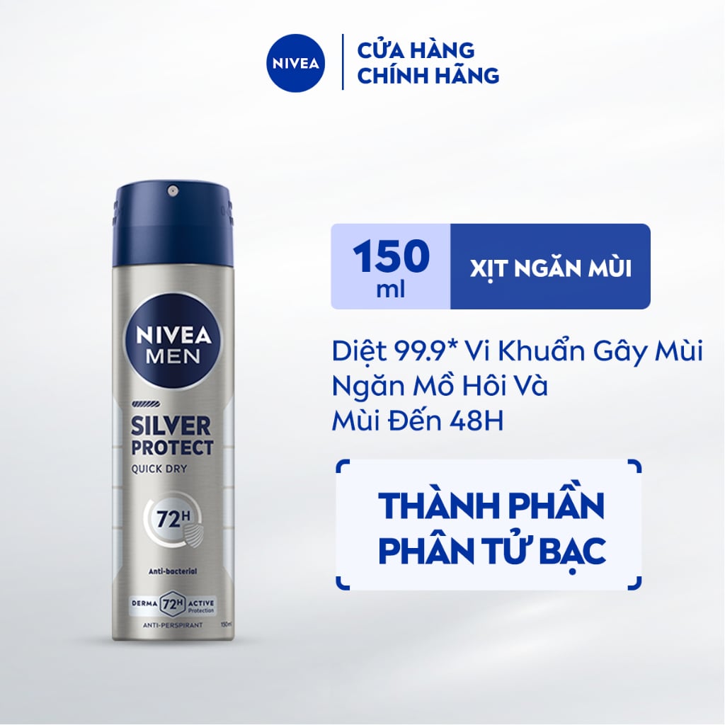 Xịt Khử Mùi Nivea Men Ngăn Vệt Ố Vàng 150ml Invisible For Black & White 72H Anti-Perspirant Spray - Ultimate Impact