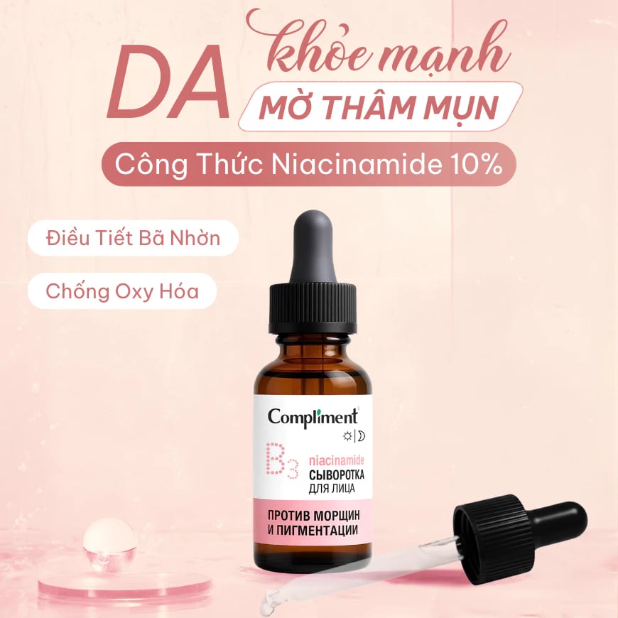 Serum Tinh chất Dưỡng Da Compliment B3 Anti-wrinkle Đều Màu, Kiềm Dầu, Dưỡng Ẩm, Trắng Sáng 27ml