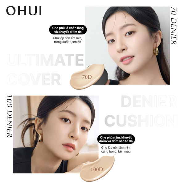 [ Tem LG ] Phấn Nước OHUI Ultimate Cover Denier Cushion 13G + kèm lõi #100D  tone 21