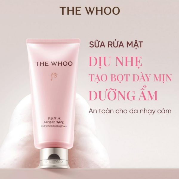 Sữa Rửa Mặt Cấp Ẩm The Whoo Hồng Gong Jin Hyang Soo Hydrating Cleansing Foam 180ml