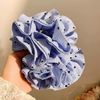 Scrunchies 4 lớp sọc xanh trái tim đen