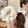 Scrunchies 4 lớp trắng ren chấm bi mới