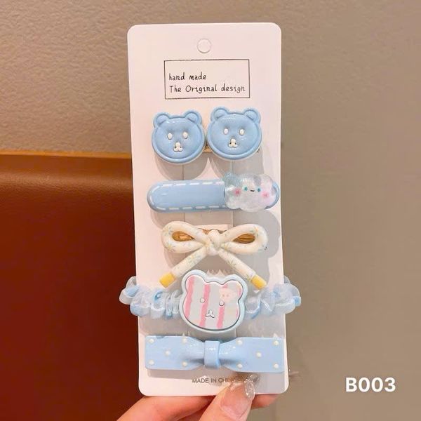 Set kẹp chun hồng xanh B003