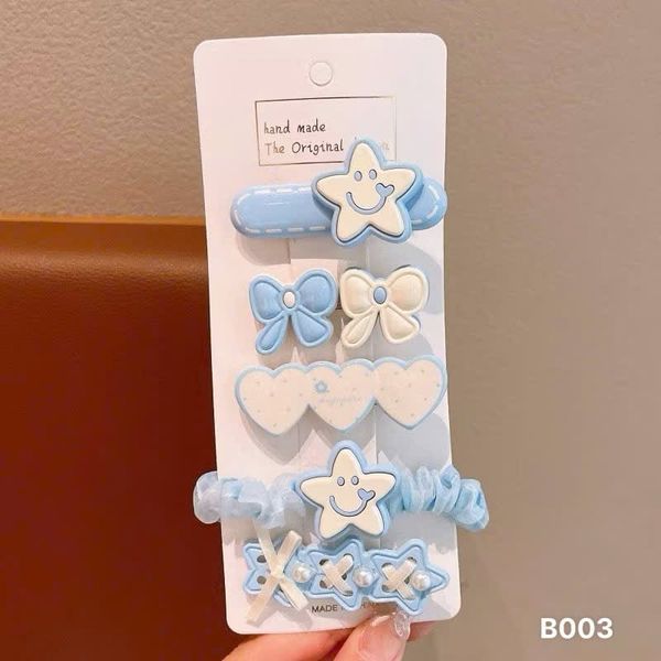 Set kẹp chun hồng xanh B003