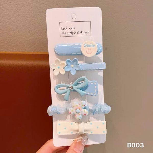Set kẹp chun hồng xanh B003