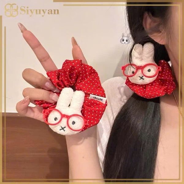 Scrunchies mèo đỏ đeo kính
