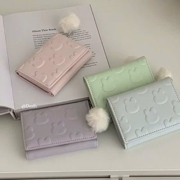 Ví gấp 2 thỏ nổi cục bông