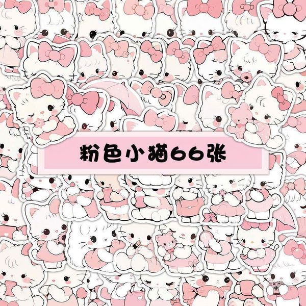 Set 66 sticker mèo váy hồng