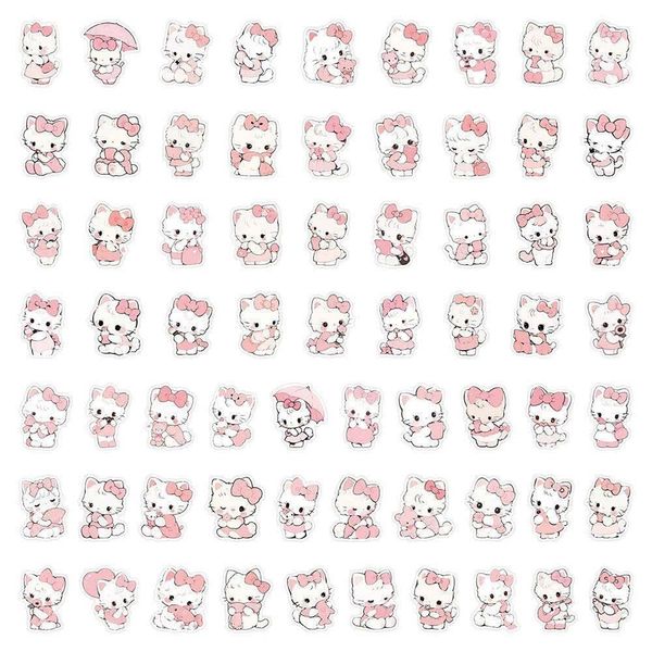 Set 66 sticker mèo váy hồng