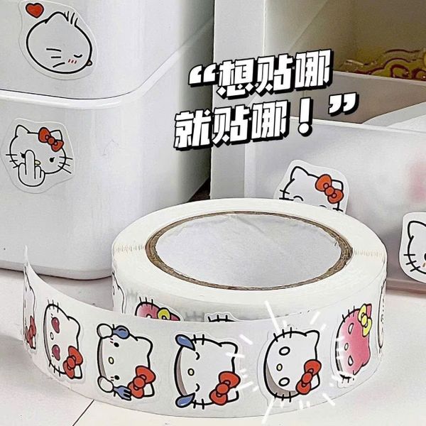 Cuộn sticker đầu kitty nơ đỏ