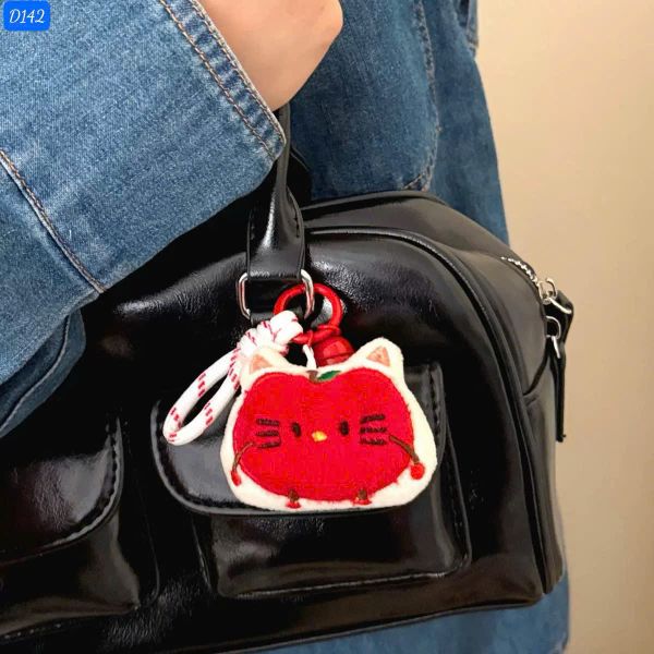 Móc khoá bông mèo táo cắn dở