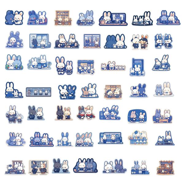 Túi 50 sticker thỏ xanh dương