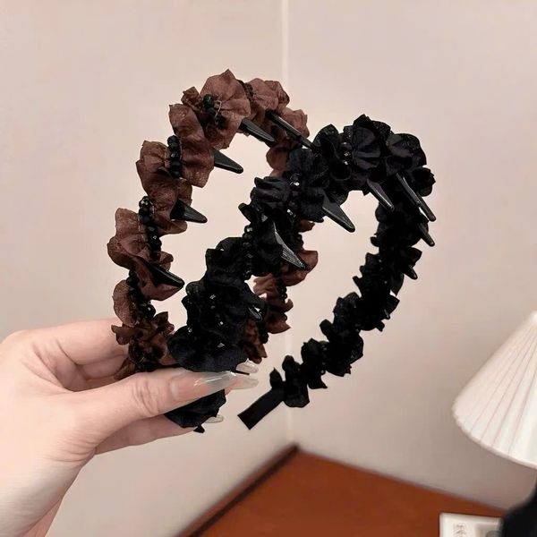 Xược đính đá 2 màu nâu - đen