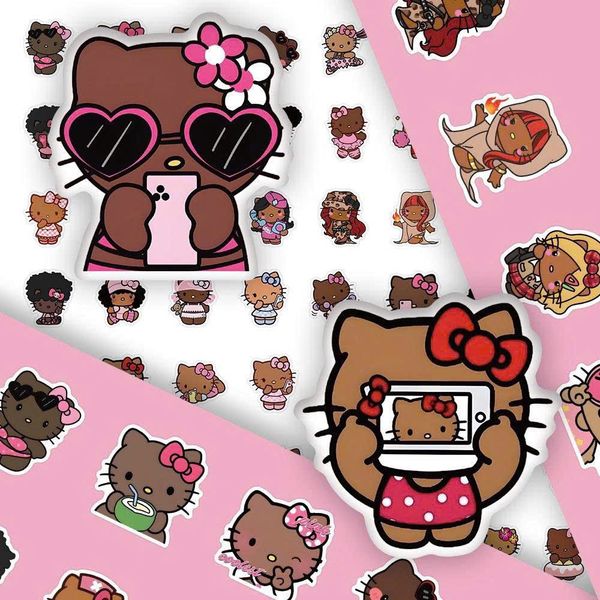 Set 56 sticker kitty da nâu