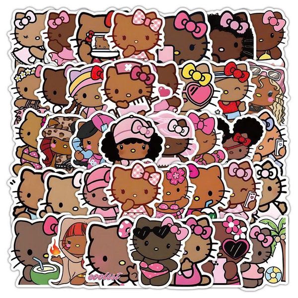Set 56 sticker kitty da nâu