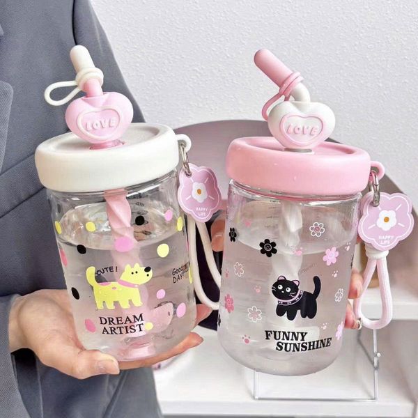 Bình nước nhựa 2 nắp mèo quả táo