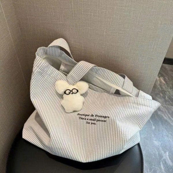 Túi tote kẻ sọc xanh boutique