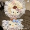 Scrunchies bèo to viền ren charm bông kitty