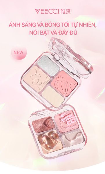 Phấn Má Hồng, Bắt Sáng & Tạo Khối 4in1 Veecci Pearlescent Highlight 9g