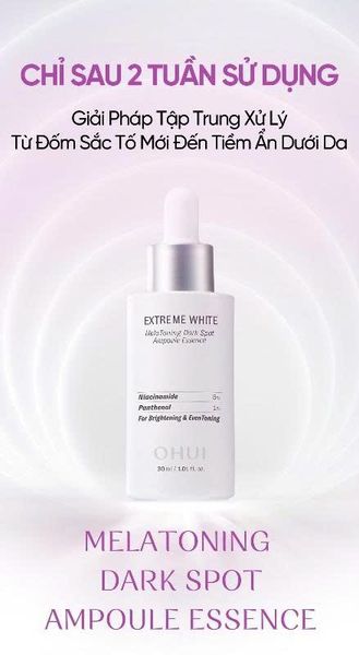 (CÔNG TY) Tinh Chất Trị Nám OHUI Extreme White Melanin Dark Spot Ampoule Essence 30ml