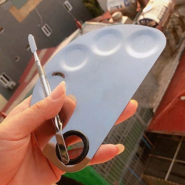 Khay trộn nền chữ nhật kèm cây trộn chữ nhật inox