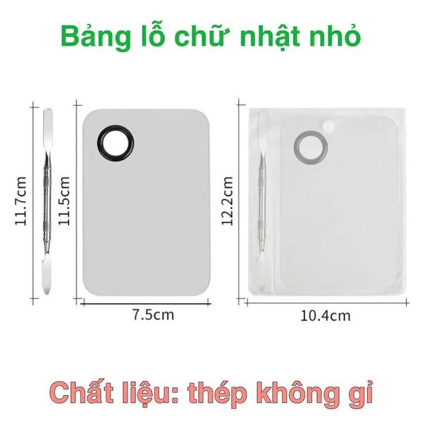 Khay trộn nền chữ nhật kèm cây trộn chữ nhật inox