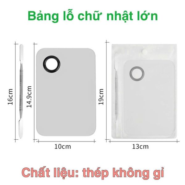 Khay trộn nền chữ nhật kèm cây trộn chữ nhật inox