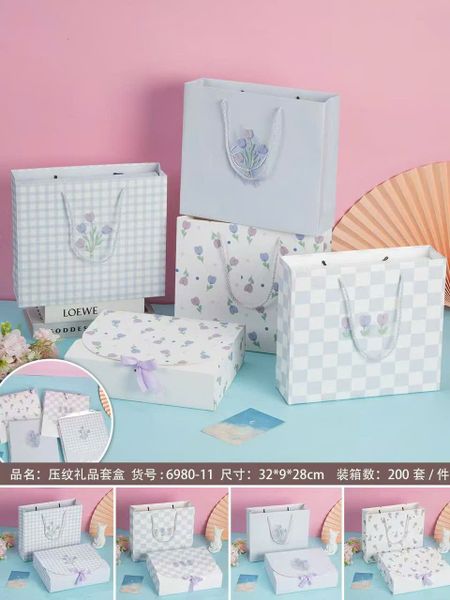 Set túi quà ngang + hộp size 32x28x9