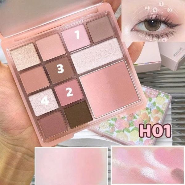 Bảng Phấn Mắt Má Hồng Highlight HOLD LIVE Florist Color Pink Mist 12 Ô #H01 #H06
