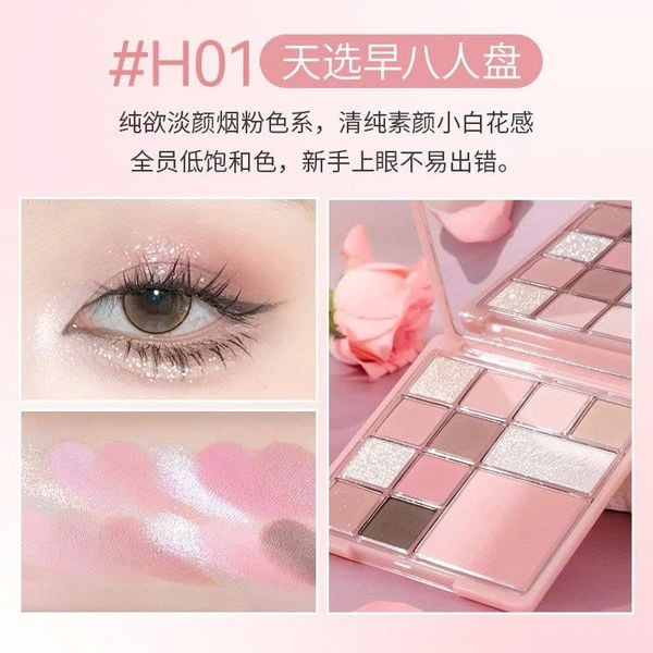 Bảng Phấn Mắt Má Hồng Highlight HOLD LIVE Florist Color Pink Mist 12 Ô #H01 #H06