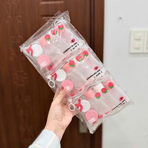 Bộ chiết mỹ phẩm hồng dâu 5 món