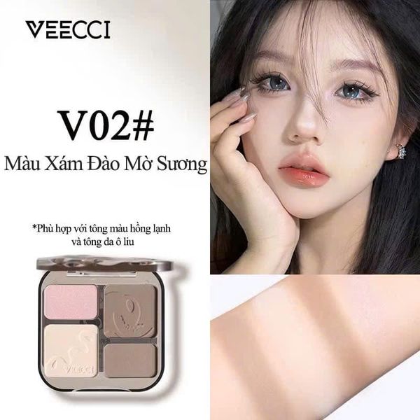 VEECCI Bảng Phấn Bắt Sáng Và Tạo Khối 4 ô