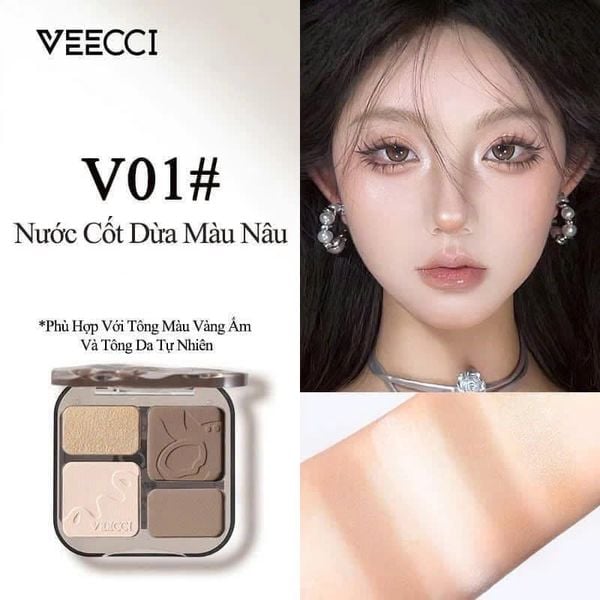 VEECCI Bảng Phấn Bắt Sáng Và Tạo Khối 4 ô