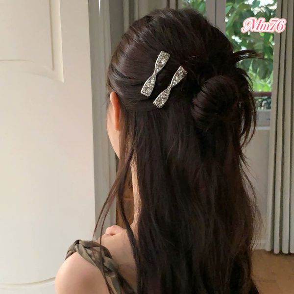 1 Kẹp nơ full đá màu bạc